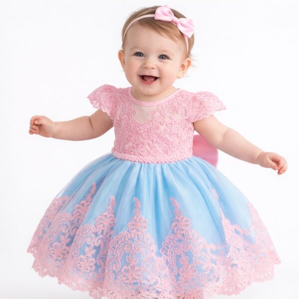 Vestido ALICIA - rosa y celeste