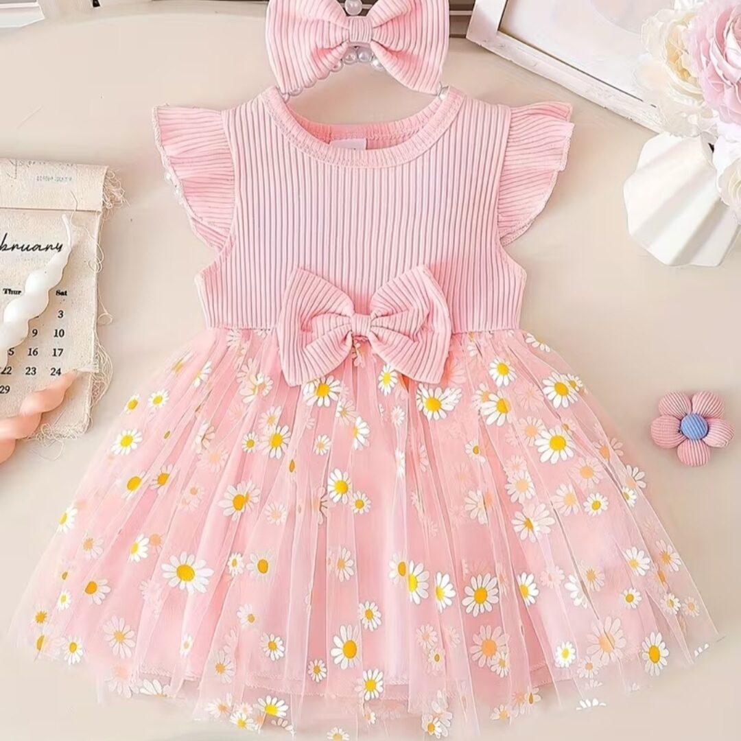 Vestido Rita – rosa (con vincha)
