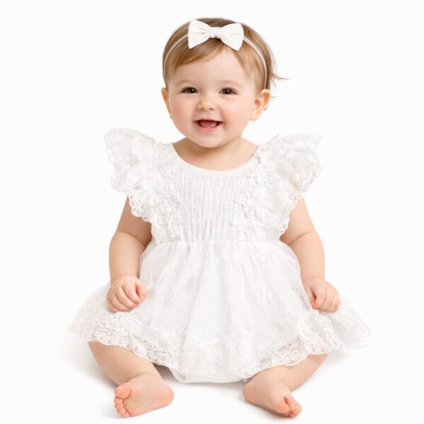 Body vestido Amanda - blanco (con vincha)